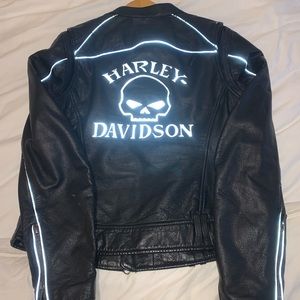Harley-Davidson Willie G Reflective Skull Women’s Leather Jacket